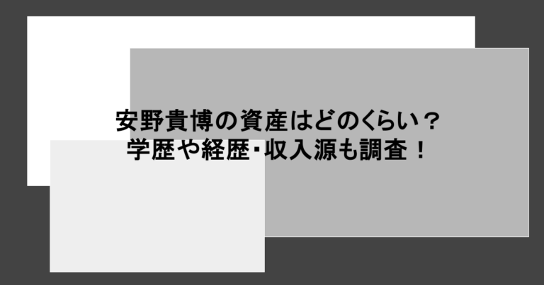 安野貴博の資産はどのくらい？学歴や経歴・収入源も調査！